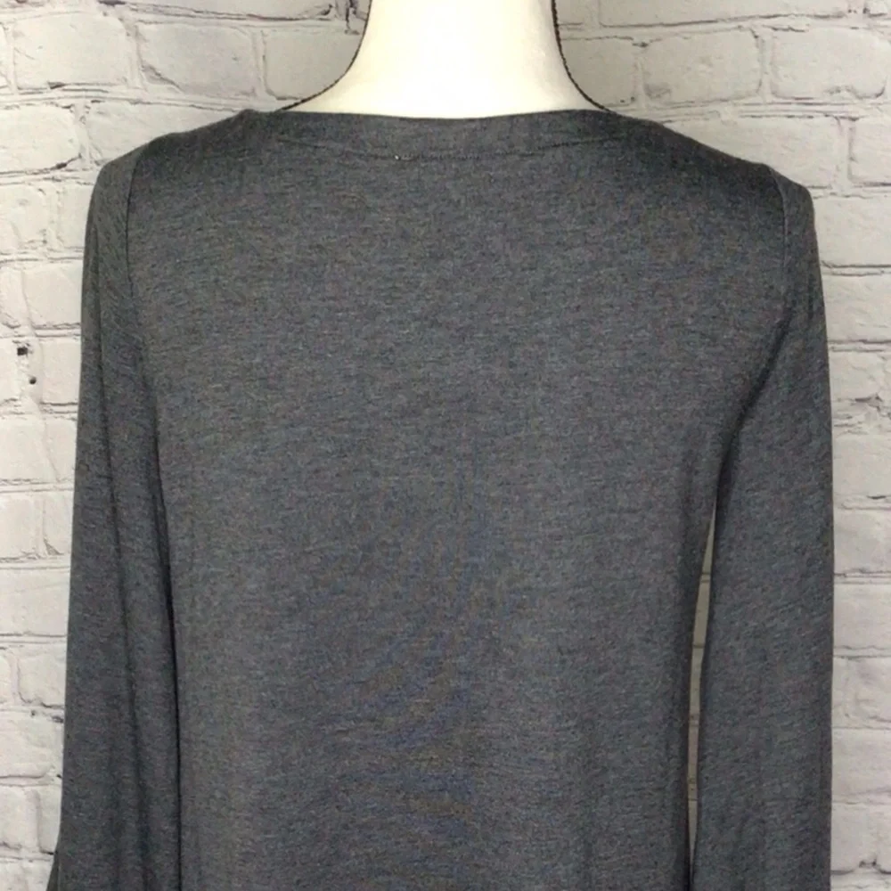 LOFT Gray Jersey Knit Ballon Sleeve Pullover Dress Small NWT